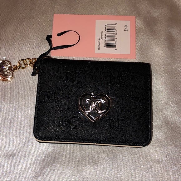 Juicy Couture Liquorice Faux Leather Only You And Me Card Case Key Fob NWT - Picture 1 of 16